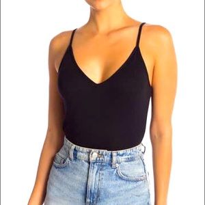 BP. V-Neck Ribbed Thong Bodysuit